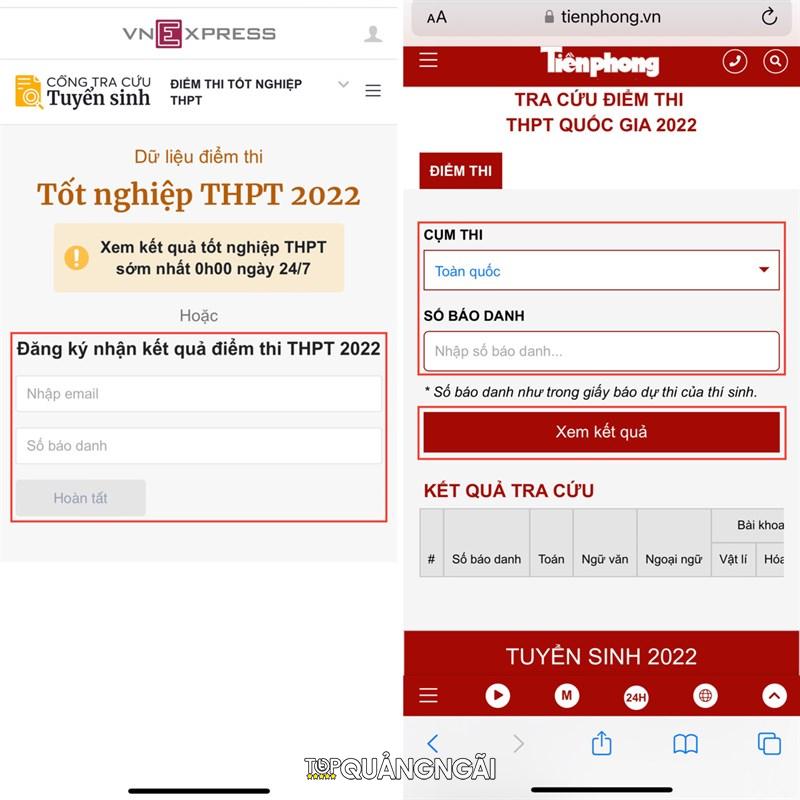 Cách tra điểm thi THPT Quảng Ngãi - Kỳ thi Quốc gia 2022